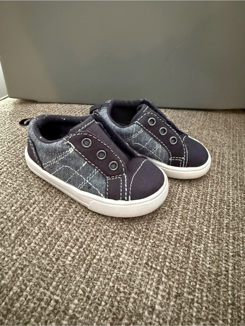 wonder nation Navy and White Slip-On Toddler Sneakers